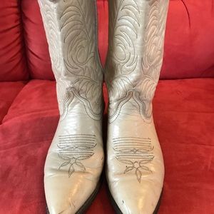 Vintage leather broken in cowboy boots